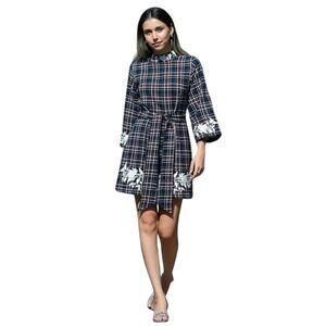 Fanm Mon Layla Tweed Floral Embroidered Mock Neck Dress Size M